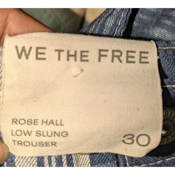 Free People Brecan Plaid Blue Pants High Rise Boho Goblincore Women’s SZ 30 - Picture 12 of 13